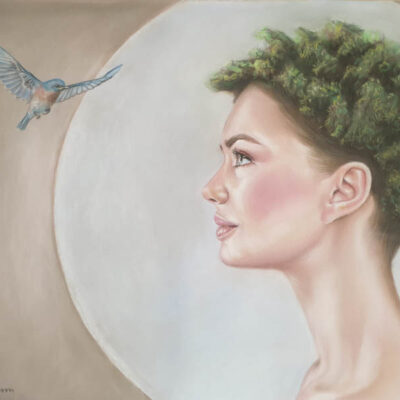 Jeannette Lindermann Grüne Zuflucht Pastell 50 x 70 cm.jp g